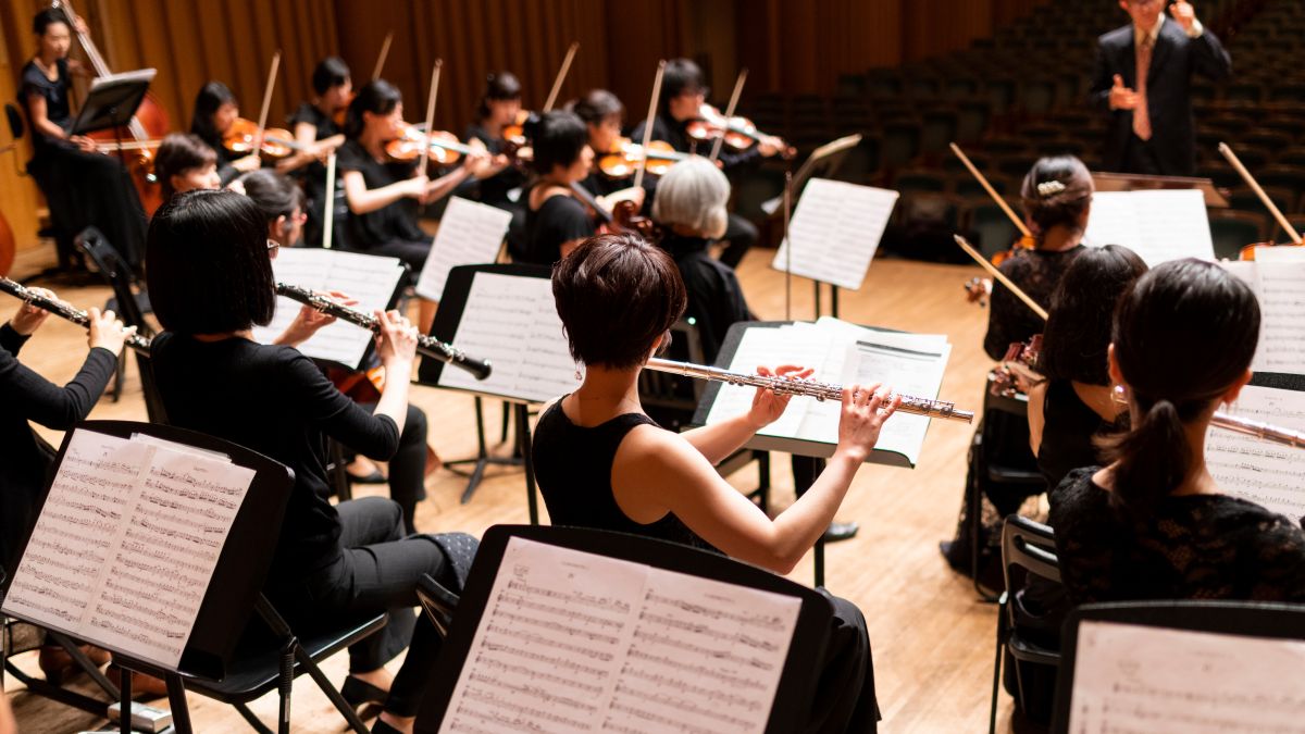 Orchestra playing music